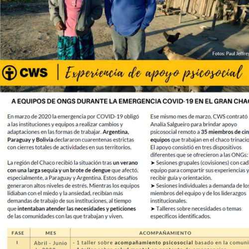Experiencia de apoyo psicosocial a equipos de ONGs durante la emergencia COVID-19 en el Gran Chaco